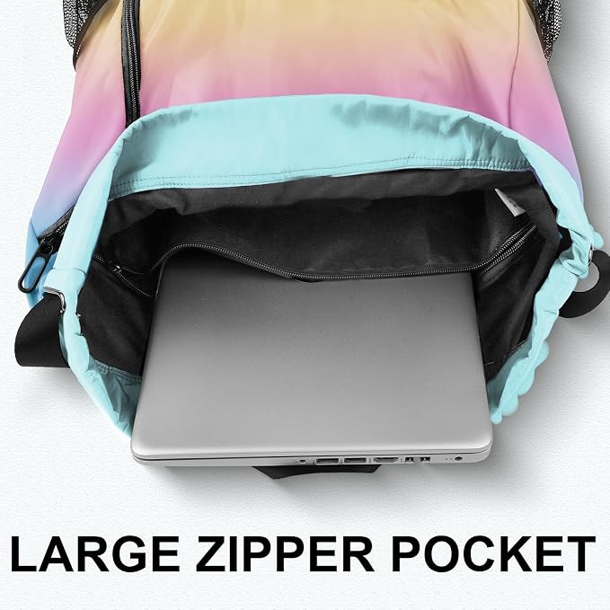 Drawstring Backpack with Mesh Pockets String Gym Bag Sackpack Sandproof Water - Image 5