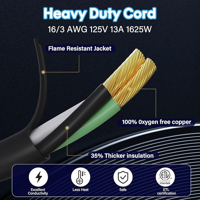 Adoreen Outdoor Power Extension Cord 15 Ft/2 Pack, 3 Prong 16 AWG Grounded Wire - Image 4