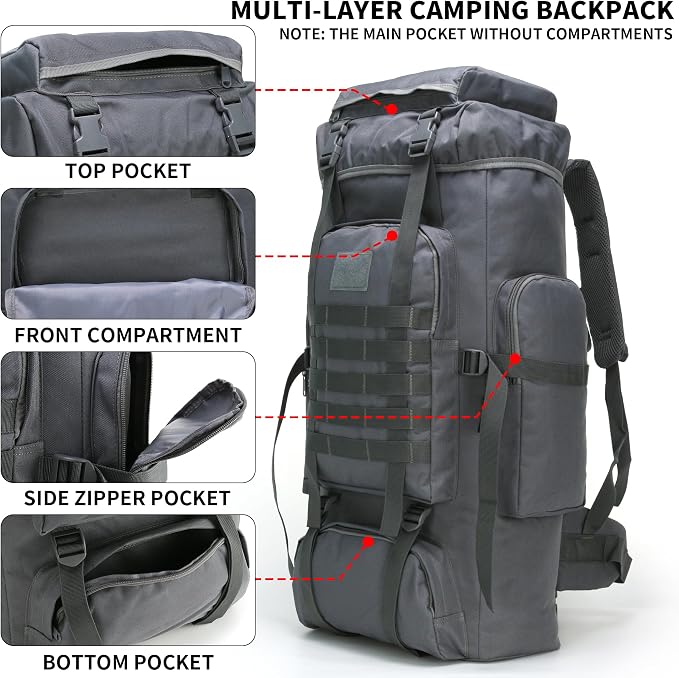 Hiking Backpack for Men 70L/100L Camping Backpack Military Rucksack Molle 3 - Image 3