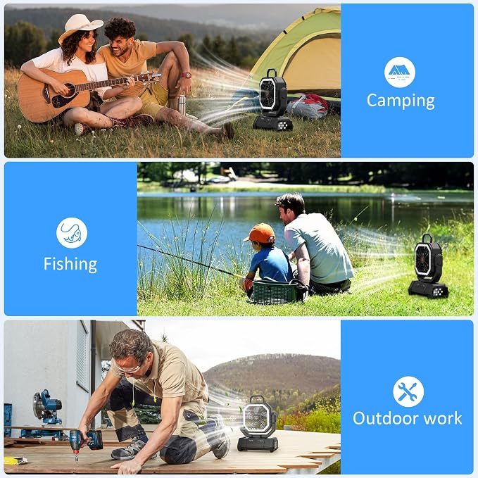 Portable Fan Rechargeable, 20000mAh Cordless Battery Powered Camping Fan - Image 7