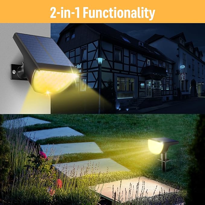 GKGG Solar Lights Outdoor Waterproof IP65, Solar Powered 76 LED 3 Lighting - Image 4