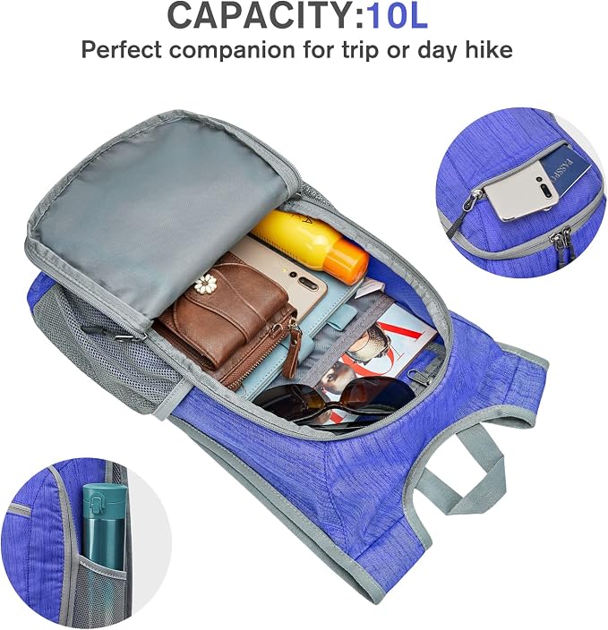 G4Free 10L/15L Hiking Backpack Lightweight Packable Hiking Daypack Small Travel - Image 3