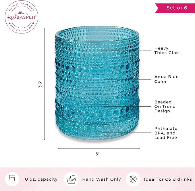Kate Aspen Hobnail Beaded Drinking Glasses Vintage Glassware Set | Cocktail - Image 6