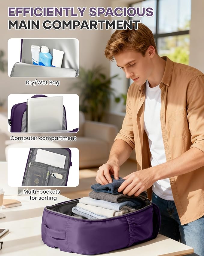 WONHOX Large Travel Backpack Carry on Flight Approved Laptop Work Business - Image 6