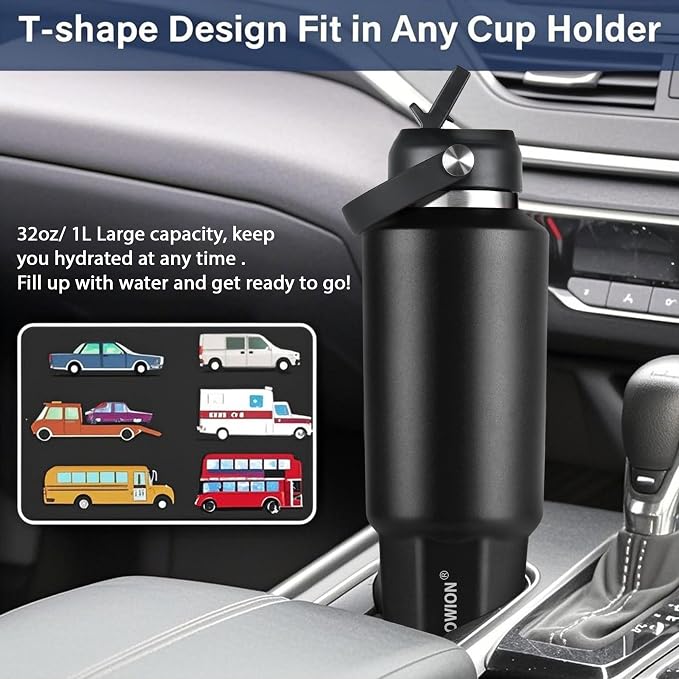 HYDROWION 40 oz Insulated Water Bottle, Car Water Bottle Holder - Image 2
