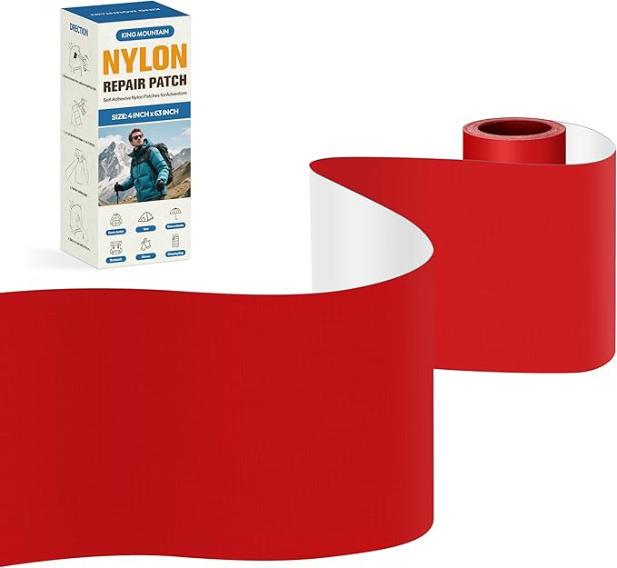 KING MOUNTAIN Self Adhesive Nylon Fabric Repair Tape, 4×63 Inches, Quick Down by ForABetterHomeLife