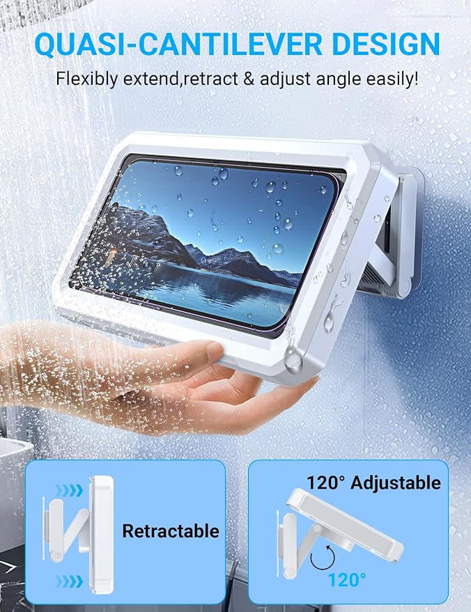 Coolpow Shower Phone Holder Waterproof【480°Rotatable】Retractable Adjustable - Image 6