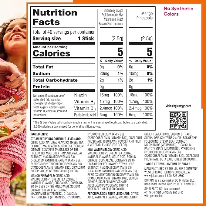 Dunkin’ Refreshers Singles To Go! Powdered Drink Mix, 40 Ct Variety Pack - Image 2