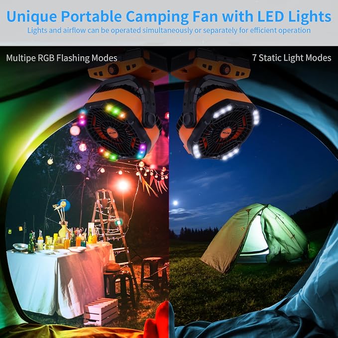 WESTTREE 20000mAh Camping Fan Oscillating Portable Fan Battery Powered Fans - Image 3