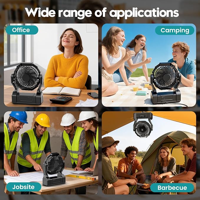 XZK Camping Fan, 20000mAh Rechargeable Battery Powered Fan - Image 5
