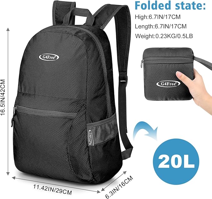 G4Free 20L Lightweight Packable Backpack Travel Hiking Daypack Foldable Backpack - Image 2