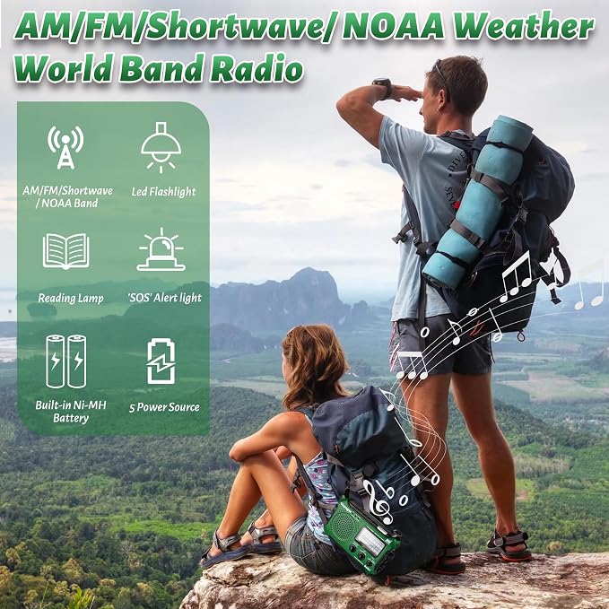Kaito KA500GRN 5-Way Powered Emergency AM/FM/SW Weather Alert Radio - Image 6