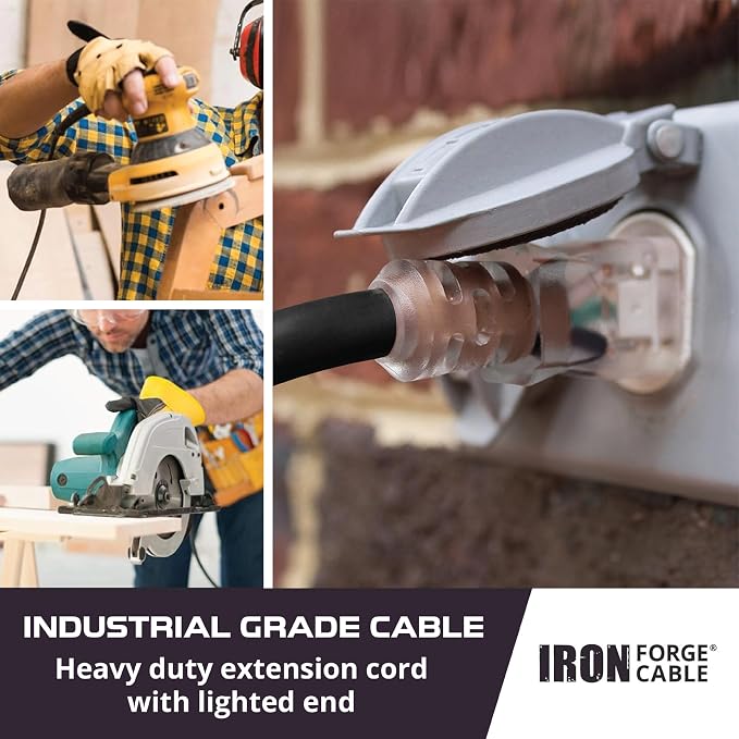 Iron Forge Cable 10 ft Lighted Outdoor Extension Cord - Image 6