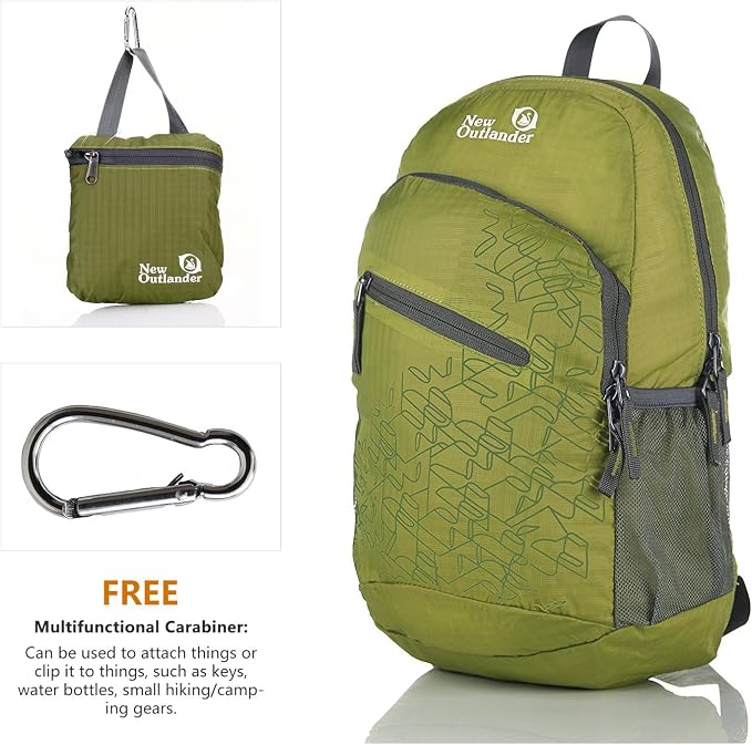 Outlander Packable Handy Lightweight Travel Hiking Backpack Daypack-Green-L - Image 2