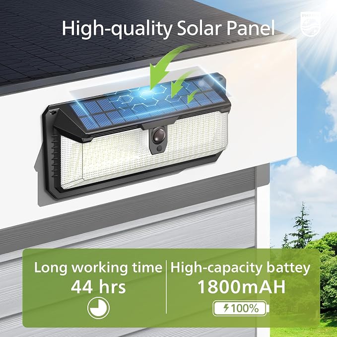 Philips Solar Lights Motion Sensor Outdoor, 258 LEDs Solar Powered Security - Image 7
