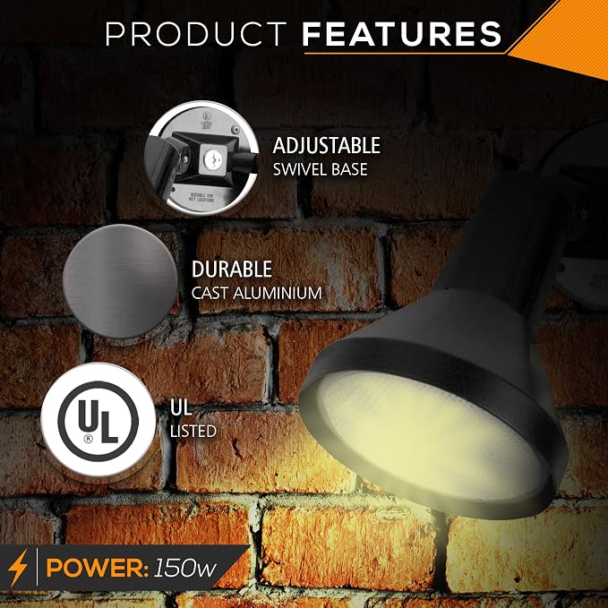 Ciata 15" Outdoor Security Flood Light 2 Head - Image 3