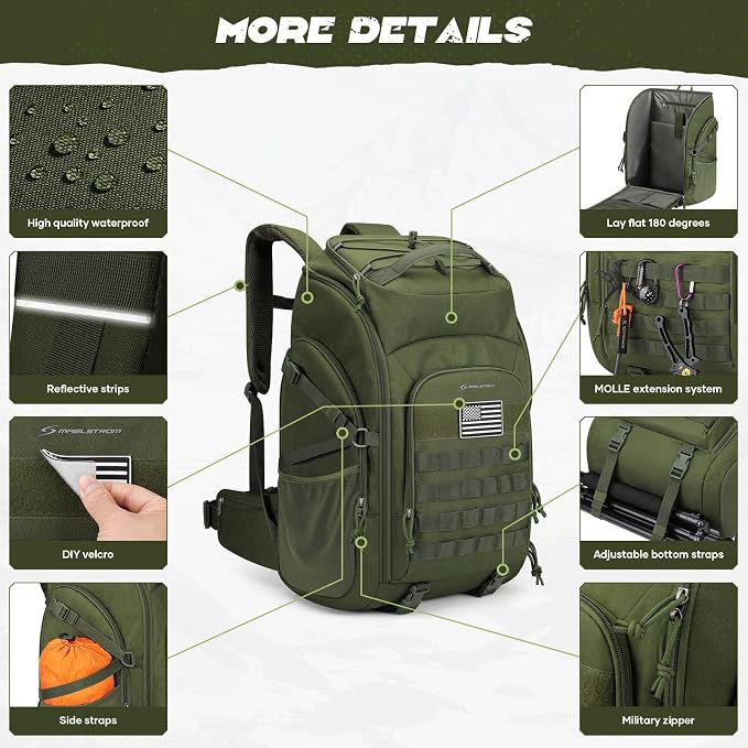 Maelstrom Tactical Backpack for Men, Water Resistant 40L Military Backpack - Image 3