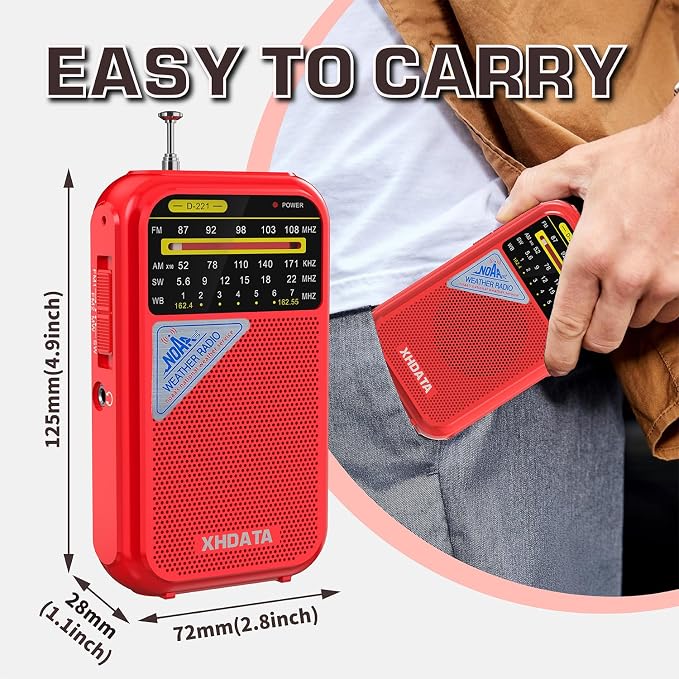 XHDATA D221 NOAA Weather Radio Portable AM FM Shortwave Radio Receiver - Image 3