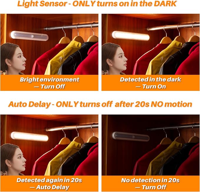 STAR-SPANGLED 11” Motion Sensor Lights Indoor AA Battery Operated, Stick on LED - Image 3