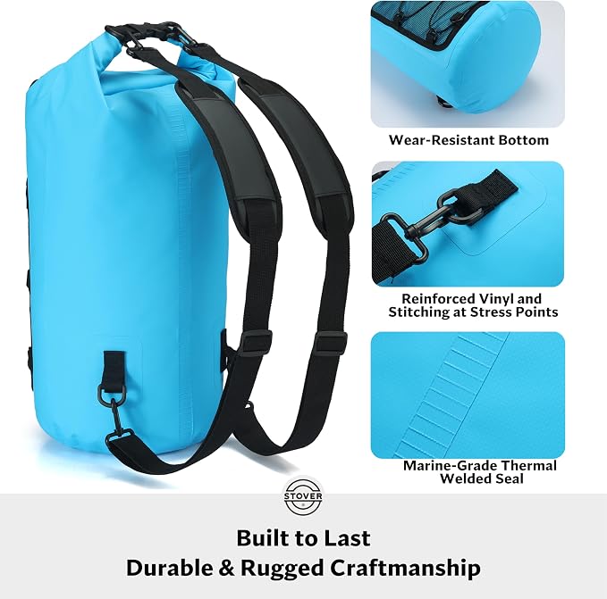 STOVER 5/10/25/30/40/55L Waterproof Dry Bag- Roll-Top Backpack w/Phone Case- - Image 4