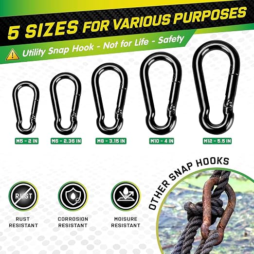 PAMAZY 6Pcs 3.15In Spring Snap Hooks 460LBS Capacity, Utility Hook Clip - Image 6
