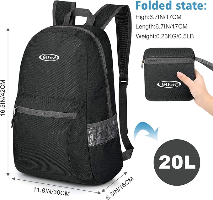 G4Free 20L Lightweight Packable Backpack Travel Hiking Daypack Foldable Backpack - Image 3