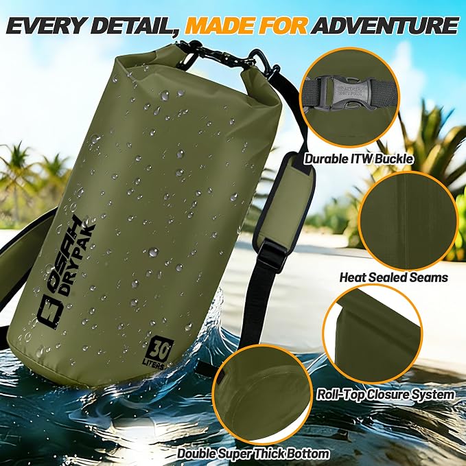 Waterproof Dry Bag, 5L/10L/20L/30L/40L Roll Top Lightweight Storage Backpack - Image 4