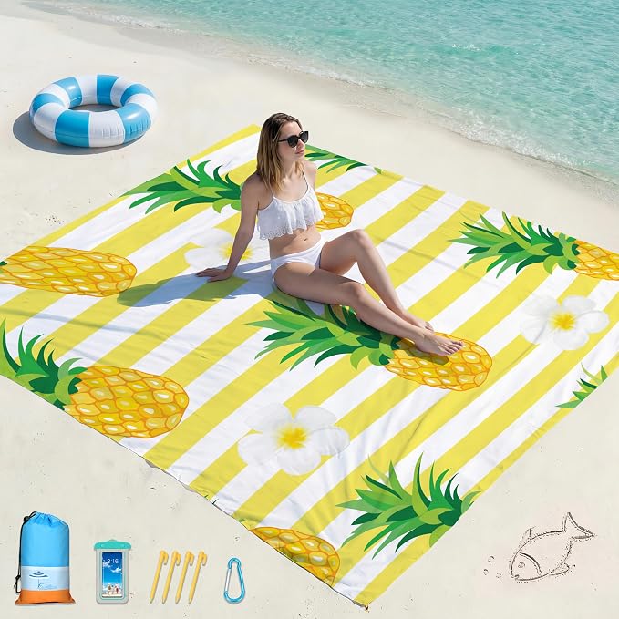 Famstar Beach Blanket Oversized Extra Large78 X 81", Waterproof Sandproof Beach by Famstar
