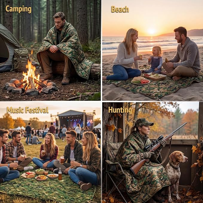 Insulated Camping Blanket | Military Poncho Liner - Image 7