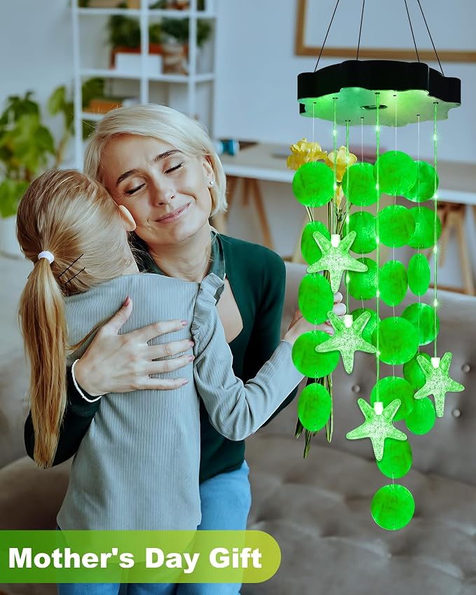 Toodour Solar Wind Chimes for Outside, Shells Light Gifts for Mom Grandma Women - Image 2