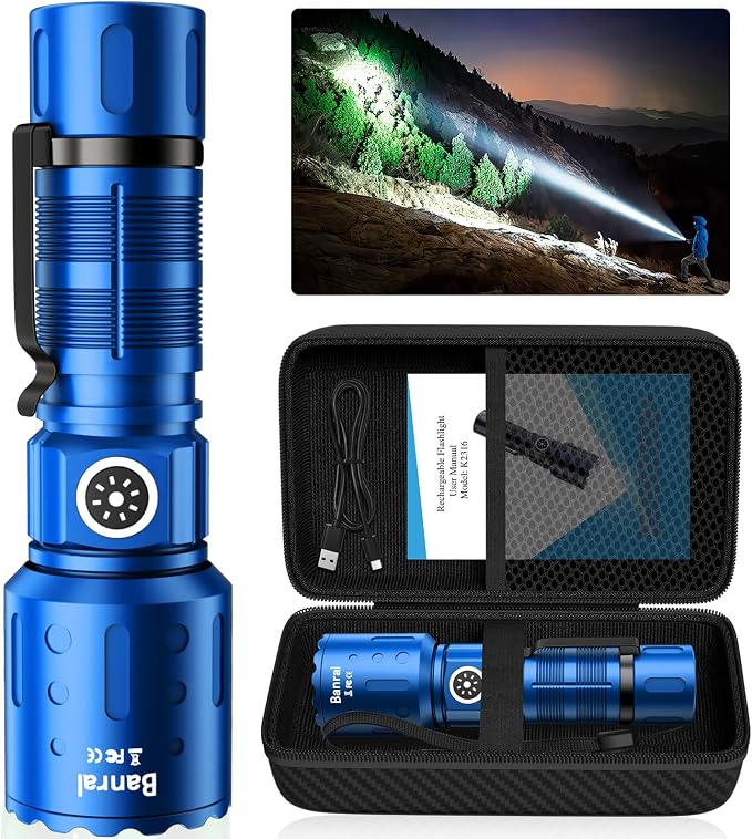 Banral Flashlights High Lumens Rechargeable, Super Bright Long Range Small by Banral
