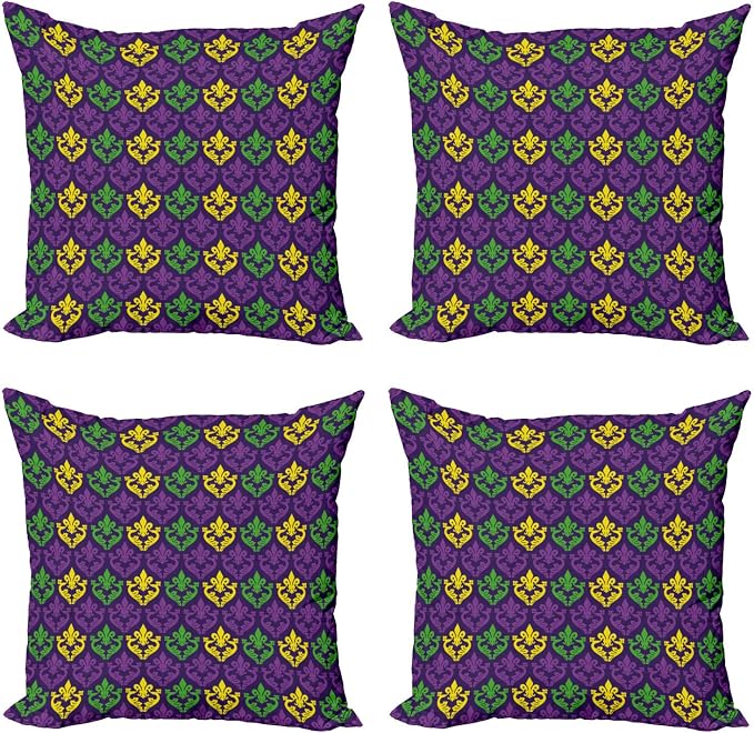 Ambesonne Mardi Gras Decorative Throw Pillow Case Pack of 4, Antique Old by Ambesonne
