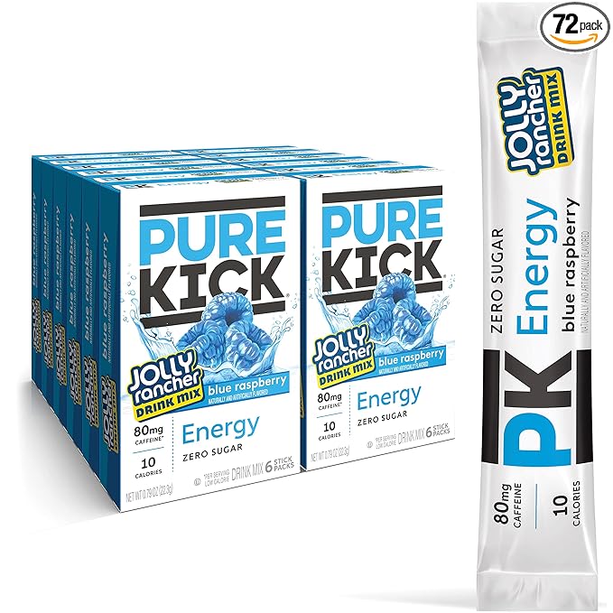 PURE KICK Energy Singles To Go Drink Mix, Jolly Rancher Blue Raspberry by PureKick