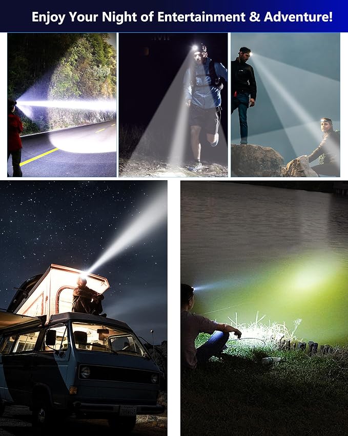 Headlamp Rechargeable -100, 000LM Bright LED HeadLamp, 40H Runtime, Waterproof - Image 9