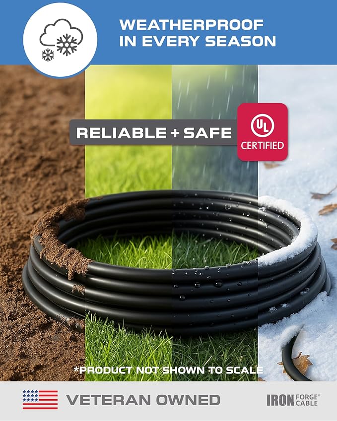 Iron Forge Cable Black Outdoor Extension Cord Waterproof 8 ft - Image 2