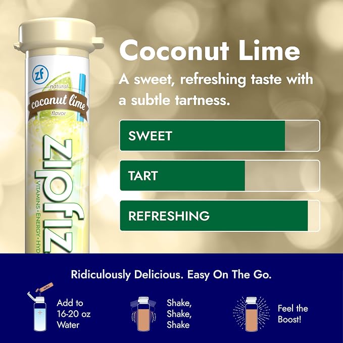 Zipfizz Daily Energy Drink Powder, Coconut Lime, 20 Pack | 3-in-1 Sustained - Image 6