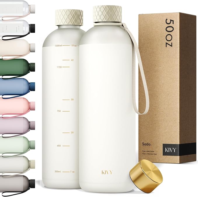 KIVY Large Water Bottle 50oz Fits Backpack & Cupholder by KIVY