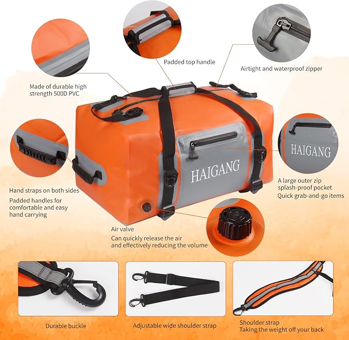 70L Waterproof Duffel Bag Travel Dry Bag, Large Capacity, Adjustable Thickened - Image 5