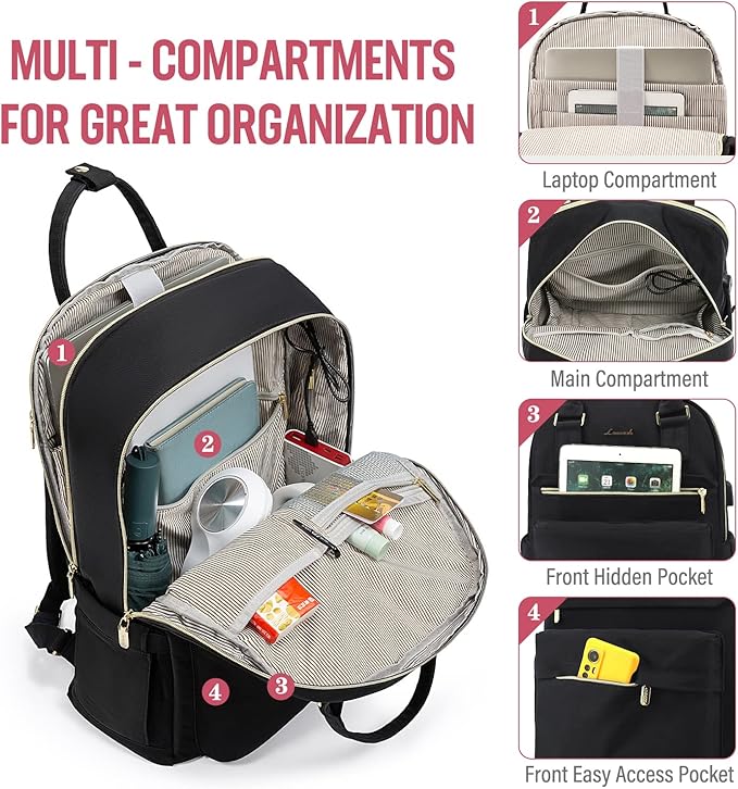 LOVEVOOK Laptop Backpack for Women, 17.3 Inch Laptop Bag - Image 2