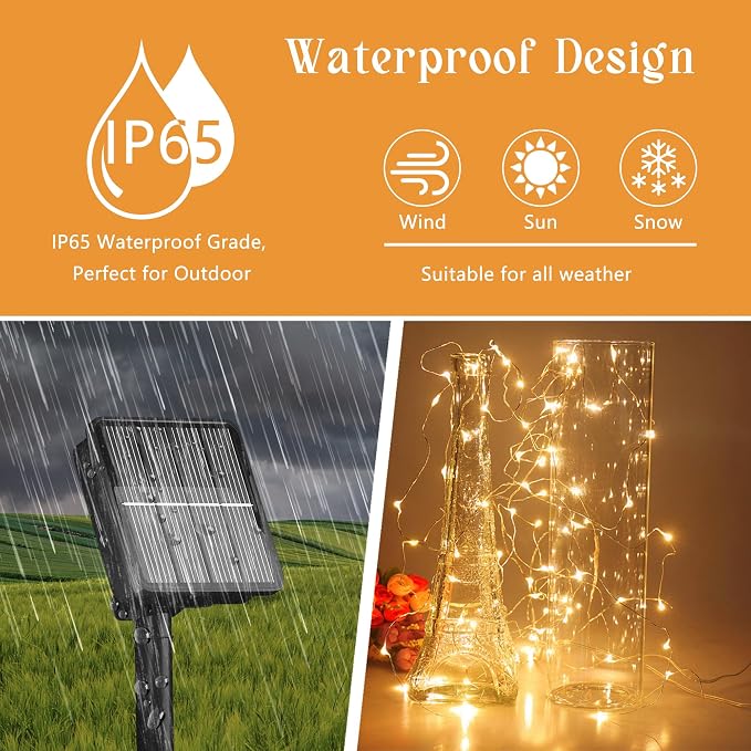 2-Pack Solar String Lights for Outside, 400 LED 144Ft Solar Fairy Lights for - Image 4