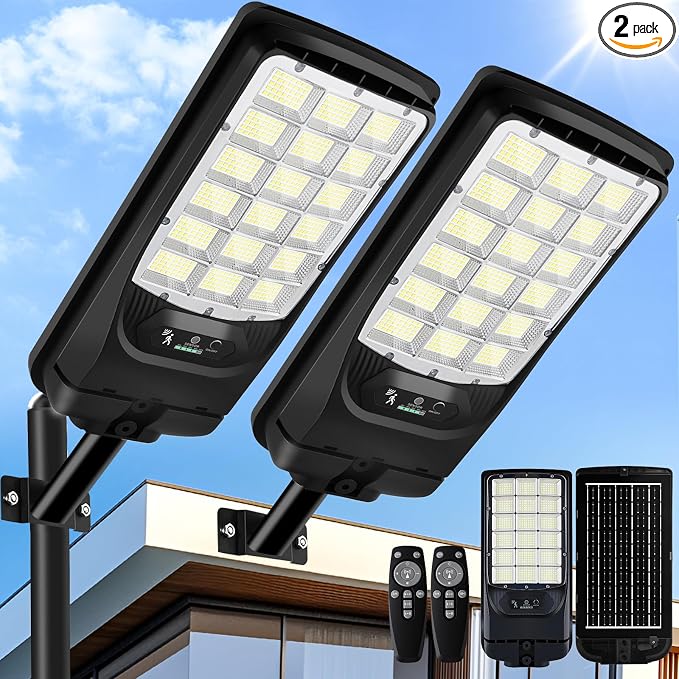 Solar Street Lights Outdoor, 21000LM 6500K Motion Sensor Solar Lights Waterproof by IlluminateYourWorld