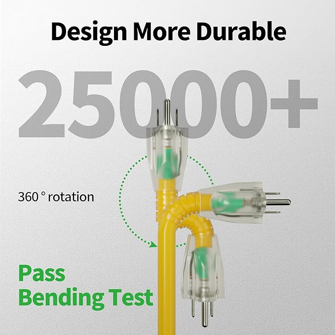 POWGRN 100 Ft 10AWG Outdoor Extension Cord Waterproof Heavy Duty, 3 Prong - Image 3