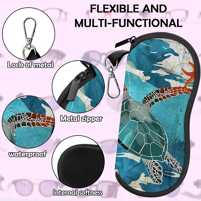 Glasses Case Sunglasses Eyeglass Soft Case Zipper Light Neoprene Pouch - Image 4