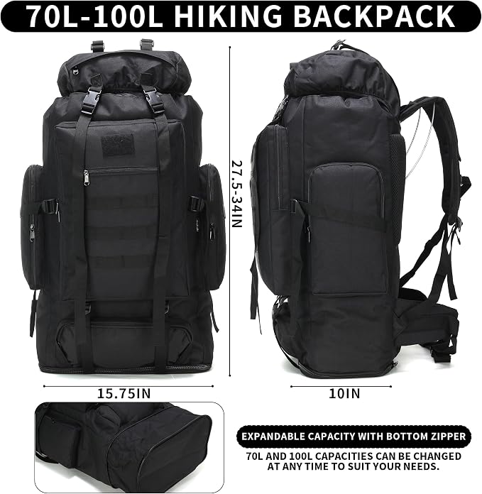 Hiking Backpack for Men 70L/100L Camping Backpack Military Rucksack Molle 3 - Image 2