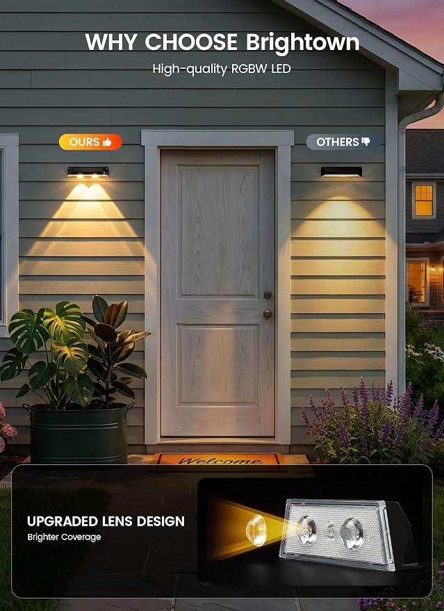 Brightown 6 Pack Solar Lights Outdoor Waterproof, Color Changing Solar Fence - Image 5