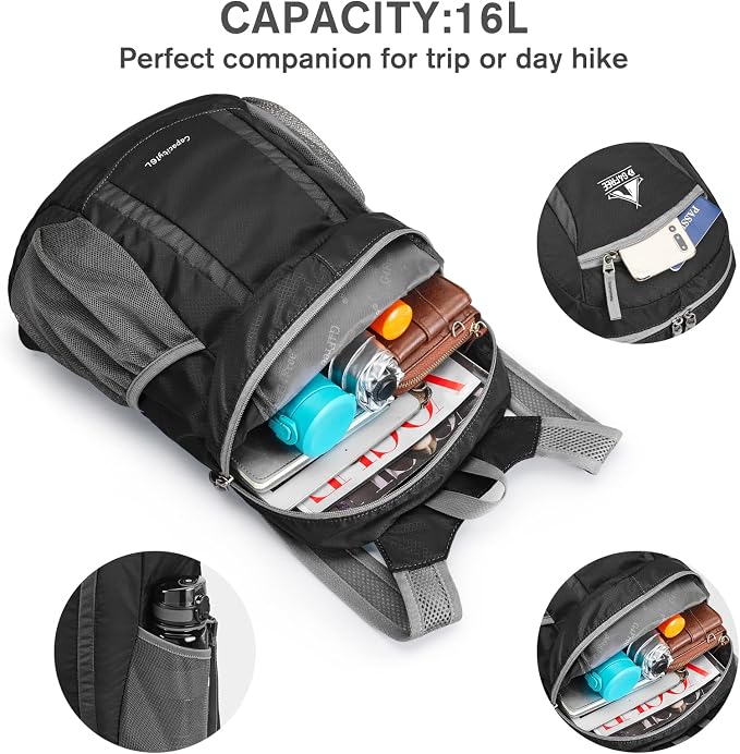 G4Free 16L Hiking Daypack, Lightweight Packable Small Backpack - Image 9