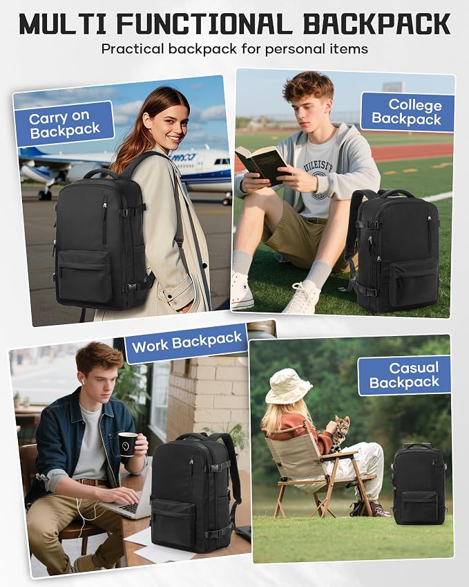 WONHOX Large Travel Backpack Carry on Flight Approved Laptop Work Business - Image 8