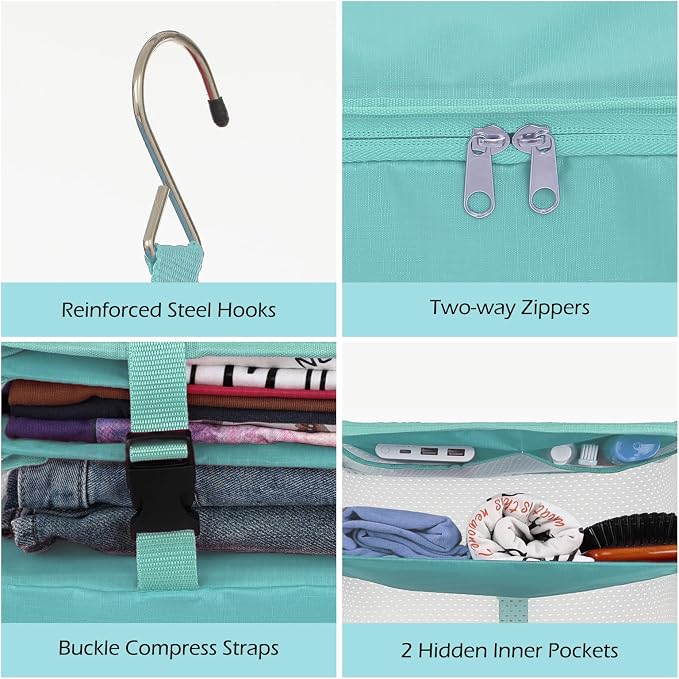 Surblue Hanging Closet Storage Bag Collapsible 3-Shelf Washable Oxford Fabric - Image 6