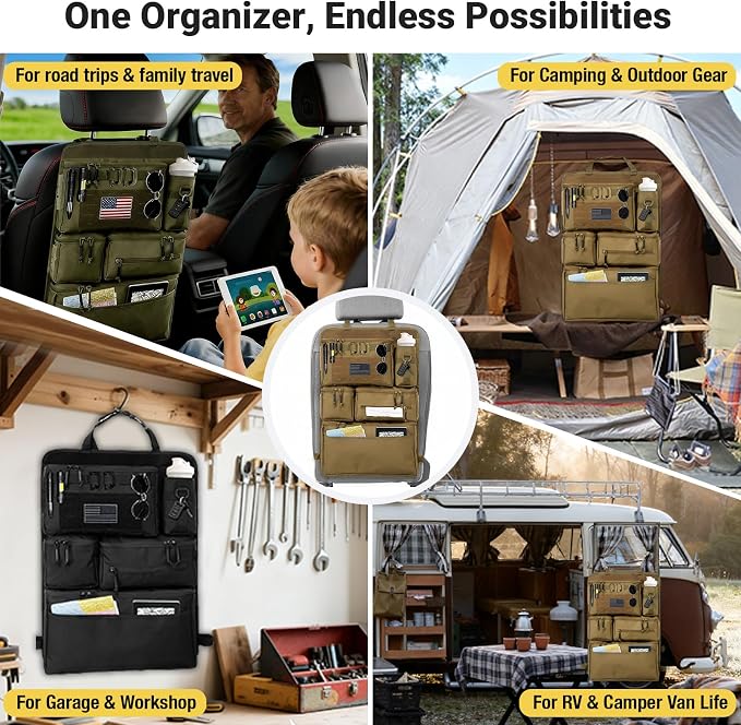 Tactical Seat Back Organizer Heavy Duty MOLLE Panel Organizer - Image 7