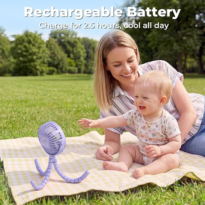 AMACOOL Battery Operated Stroller Fan, Baby Travel Essentials - Image 4